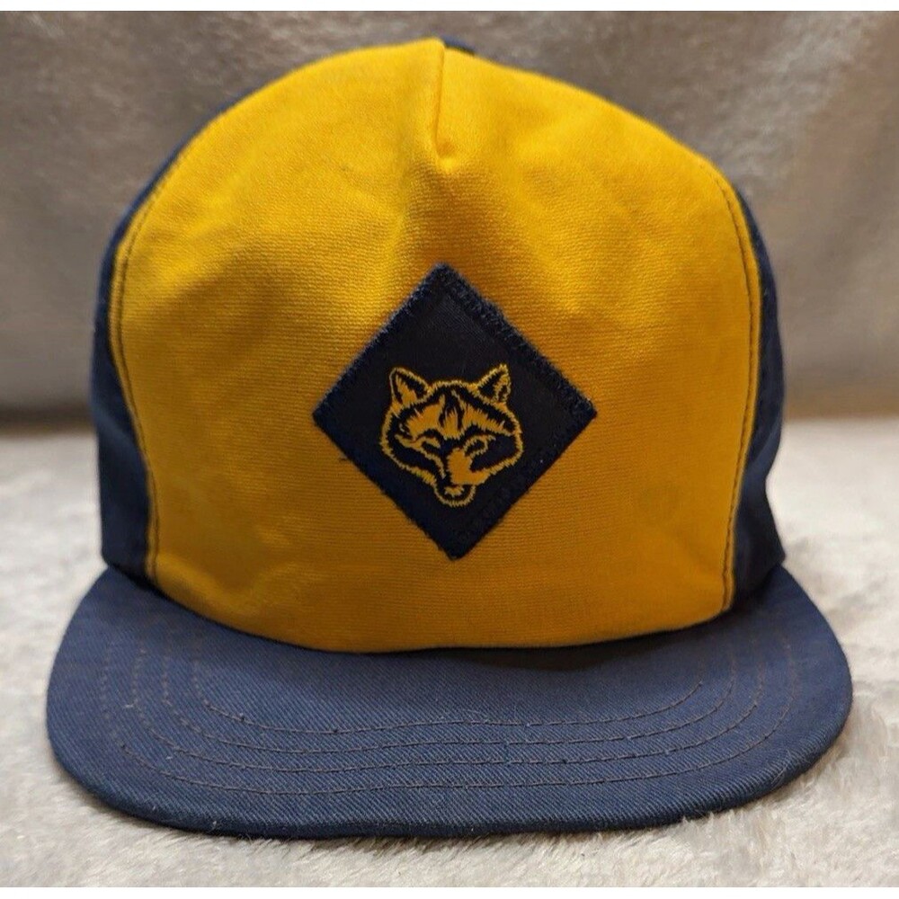 Vintage Cub Scouts BSA Wolf Hat 1976-95 Union Made USA Snapback Cap S/M